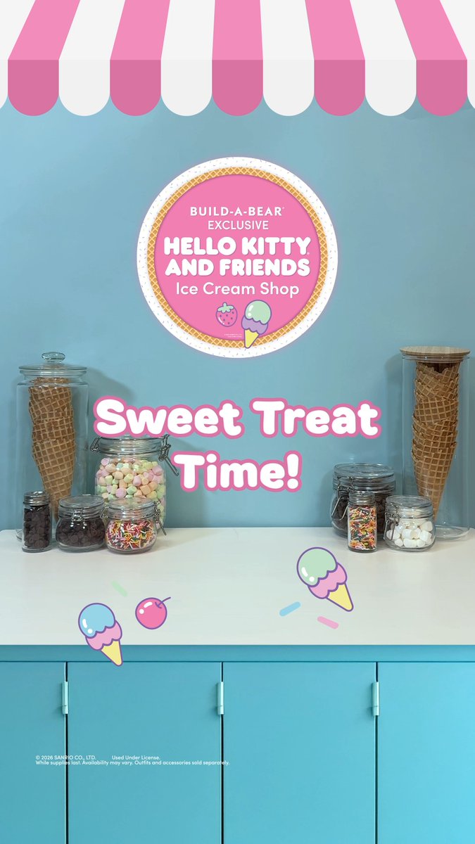 Here’s the scoop: our Hello Kitty and Friends Ice Cream Shop is here! Make sweet memories this summer with exclusive ice cream editions of some of your favorite Sanrio characters 🍦🍨🧇​ #TheStuffYouLove​ #HelloKittyandFriends