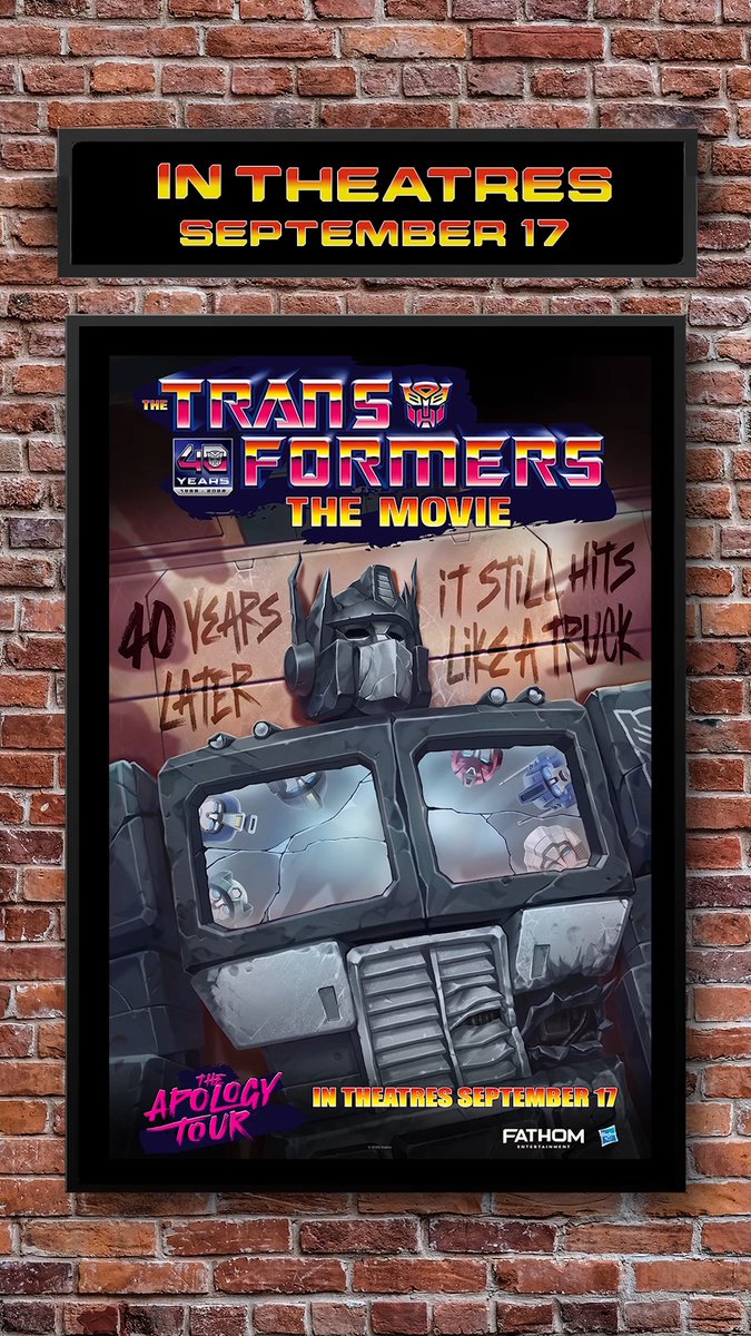 40 years later… it still hits like a truck. As a token of our apology, we're putting The Transformers: The Movie back in theatres on September 17, this time in 4K! Because you asked... a lot. Transmission received.