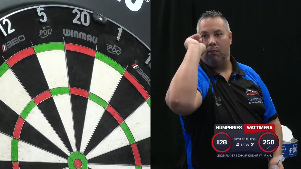THREE AWAY! We've reached the eighth leg of the contest and it's a bizarre one, featuring narrow misses, wrong doubles and a mystery object on the floor! 😅 It's Cool Hand who wins it though - moving just three legs away from the title! 📺 #PC17