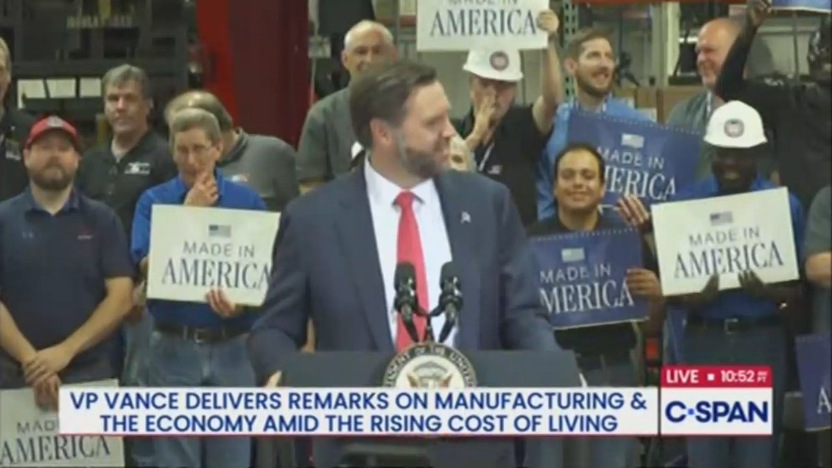 JD Vance attempts to make a joke: "What did— what did they give this crowd to drink before they got here?"