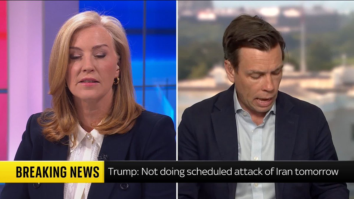 BREAKING: The U.S. has called off a planned attack on Iran that was set for tomorrow, says Donald Trump in a post on Truth Social. Mark Stone reports. Latest: 📺 Sky 501