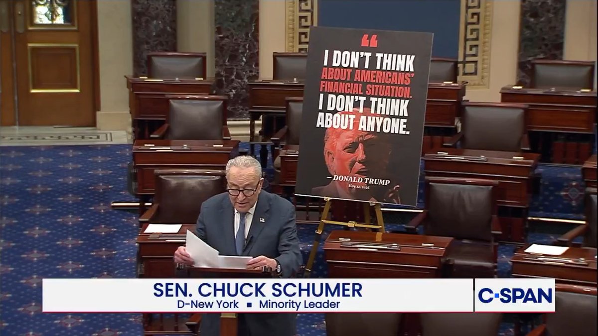 .Chuck Schumer: "Ballroom Republicans have made their choice: Trump's ego over your electric bill, Trump's palace over your paycheck, Trump's priorities over your family's needs."