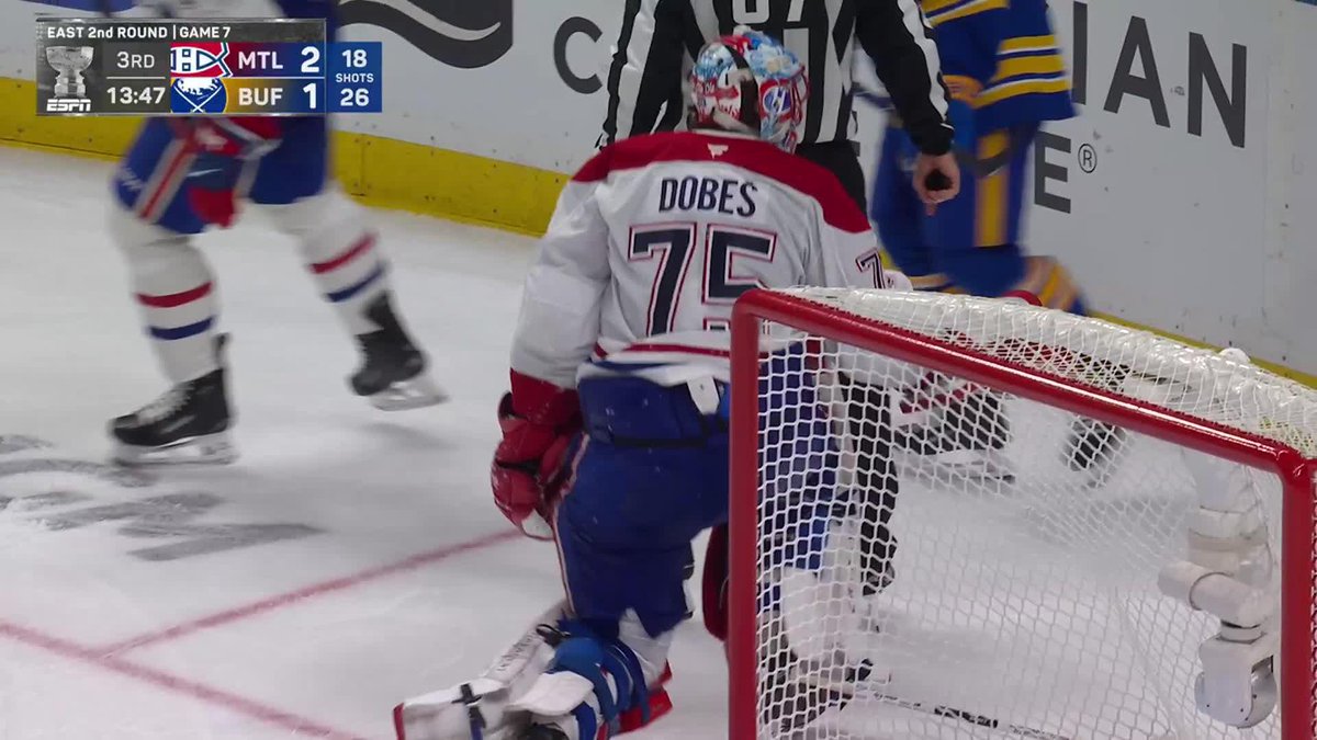 DOBES GETS A GLOVE OVER THE PUCK AS IT ALMOST TRICKLED IN 😱 Zucker also bumped into him shortly after 💥