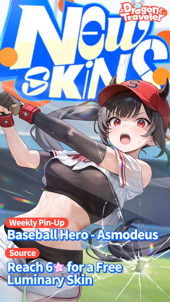 [Asmodeus] Why beat around the bush when I can go straight for your heart? 🎁Gift Code: BaseballHero 🥳The Baseball Hero Asmodeus skin also arrives May 21! ♡ Follow &amp; Share to Enter the Prize Draw!♡ 💓Rewards: $10 Amazon Gift Card x3 #DragonTraveler