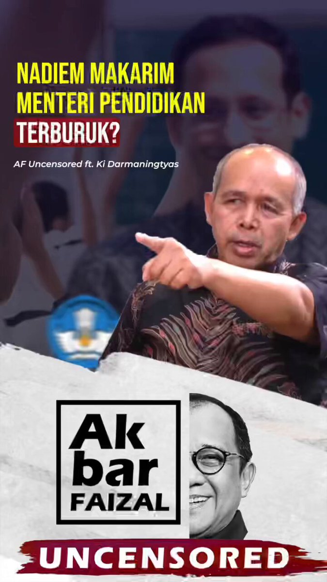 DARMANINGTYAS: NADIEM MENTERI PENDIDIKAN TERBURUK Niatnya mau dobrak birokrasi, tp Nadiem lupa, ngurus pendidikan gak sama dgn ngurus bisnis. Bisnis startup dia nyari growth dan trial n error. Tapi di pendidikan, membangun peradaban. Salah kebijakan, taruhannya satu generasi!🙂
