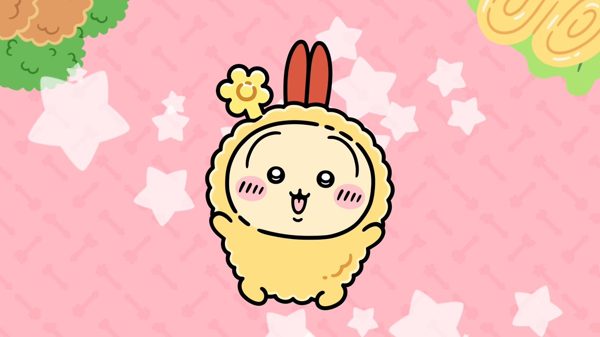 ╭━━━━━━━━━━━╮ 🍙お弁当衣装🍙 うさぎ ╰━━━━━━━━━━━╯ うさぎのお弁当衣装をご紹介✨ エビフライに変身！ タルタルソースを持って討伐へ🍤 #ちいぽけ #ちいかわぽけっと #お弁当ちいぽけ