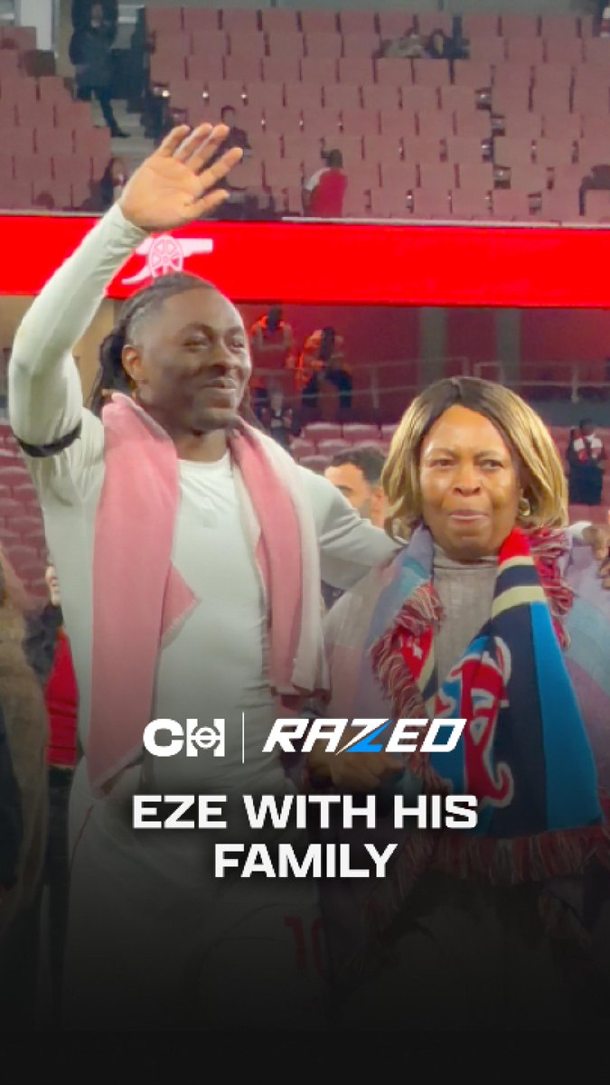 Eberechi Eze shares a beautiful moment with his family after the match. ❤️