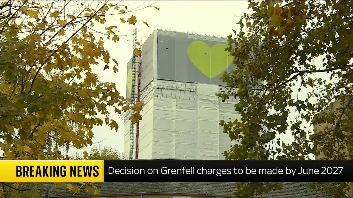 BREAKING: A decision will be made on whether criminal charges will be brought over the Grenfell fire by June 2027, police have said 📺 Sky 501 and YouTube
