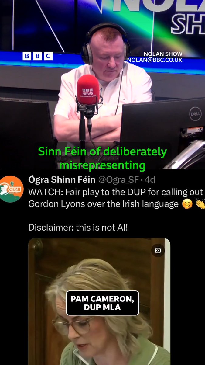 Sinn Féin slammed for "doctored" video from party's youth wing that twisted words of DUP MLA Pam Cameron Pam Cameron MLA
