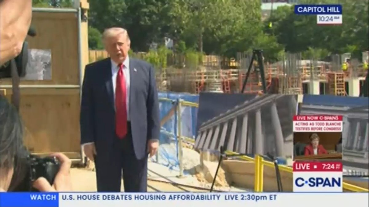 Trump holds an impromptu press conference to tout his ballroom construction: "You can see the very large piping and the other things. It's a very complex building. It's all knit together. The roof goes with the ground floor. The ground floor goes with the roof. The roof also goes down into the basement."