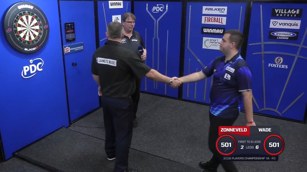WADE KO's ZONNEVELD! James Wade is through to the last 16 of #PC18, as The Machine beats Niels Zonneveld 6-2! 📺 #PC18