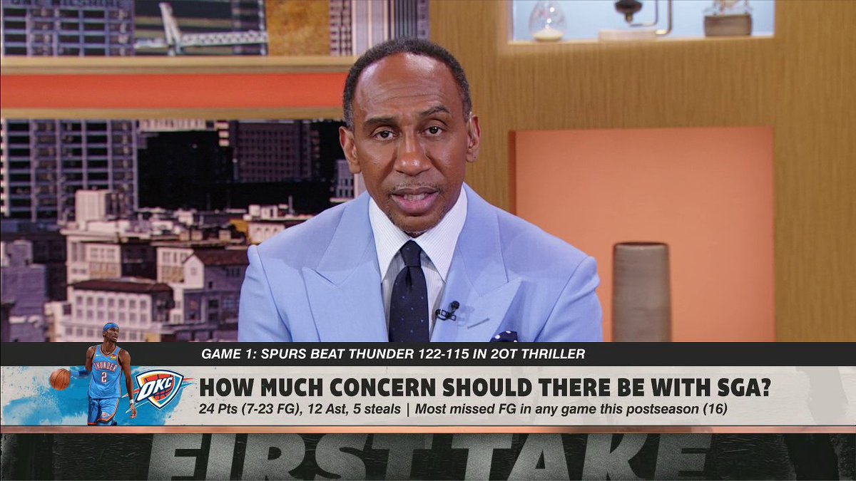 "If you don't knock them off now, you may never see another NBA Finals. ... As smooth as silk and as cool as SGA is, this ain't the time for that." —Stephen A Smith on the urgency the Thunder have to play with against the Spurs 👀