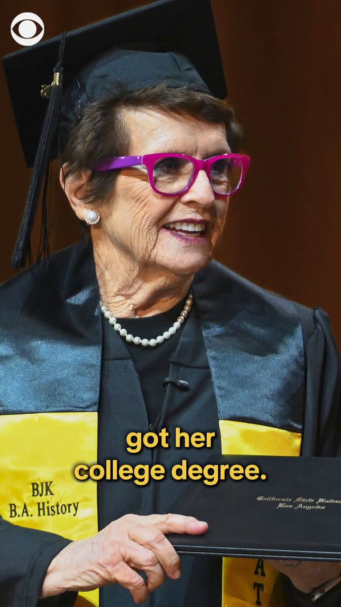 Six decades after leaving college to pursue tennis professionally, Billie Jean King earned her degree, graduating from Cal State Los Angeles with a bachelor’s degree in history Monday.