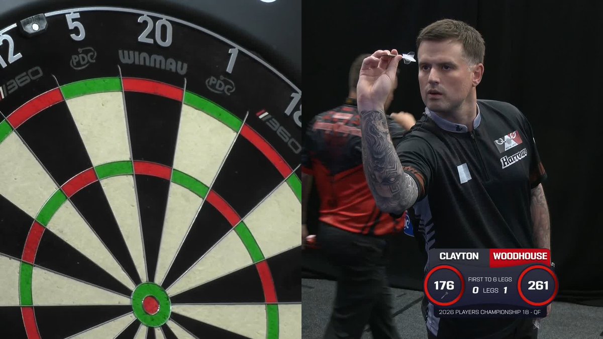THE BIG FISH FOR WOODY! 🎣 Luke Woodhouse pins a fabulous 170 checkout to break the throw early in this contest and leads 2-0! 📺 #PC18