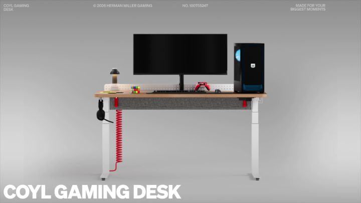 Introducing Coyl Gaming Desk Dial it up with our first-ever desk; featuring a precision rotary dial, full-length cable tray, and modular perforated shroud for accessories. Build the stage for your biggest moments with elevated performance and effortless control.