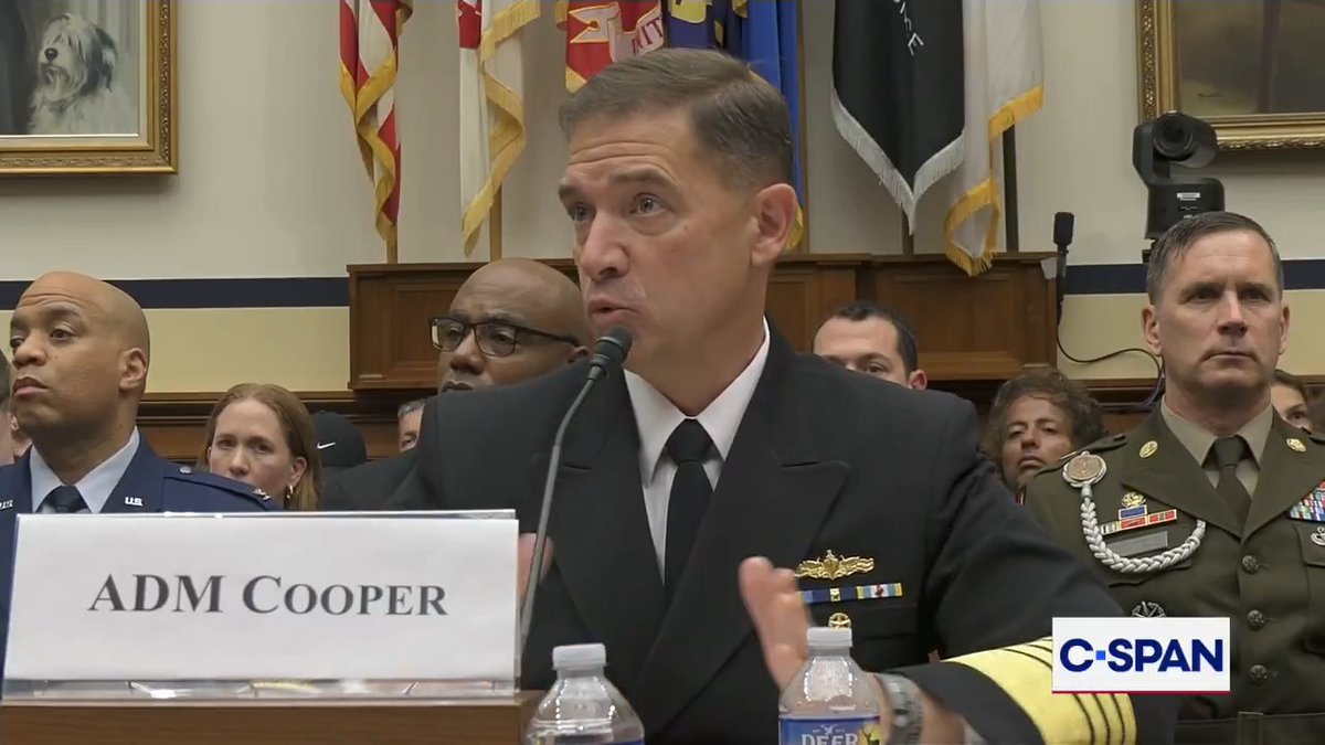 Adm. Brad Cooper: "I've traveled through the Strait of Hormuz probably a hundred times, I'm intimately familiar with it —" Rep. Moulton: "So why is it closed?"