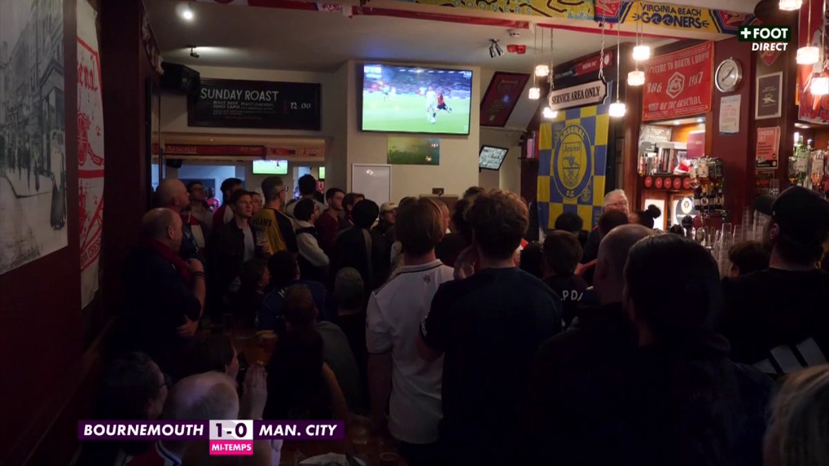 Les supporters d’Arsenal ont HURLÉ DE JOIE sur le but de Kroupi 🇫🇷. ❤️🤍 Et on les comprend : LES GUNNERS SONT À 45 MINUTES D’ÊTRE CHAMPIONS D’ANGLETERRE ! 🏆
