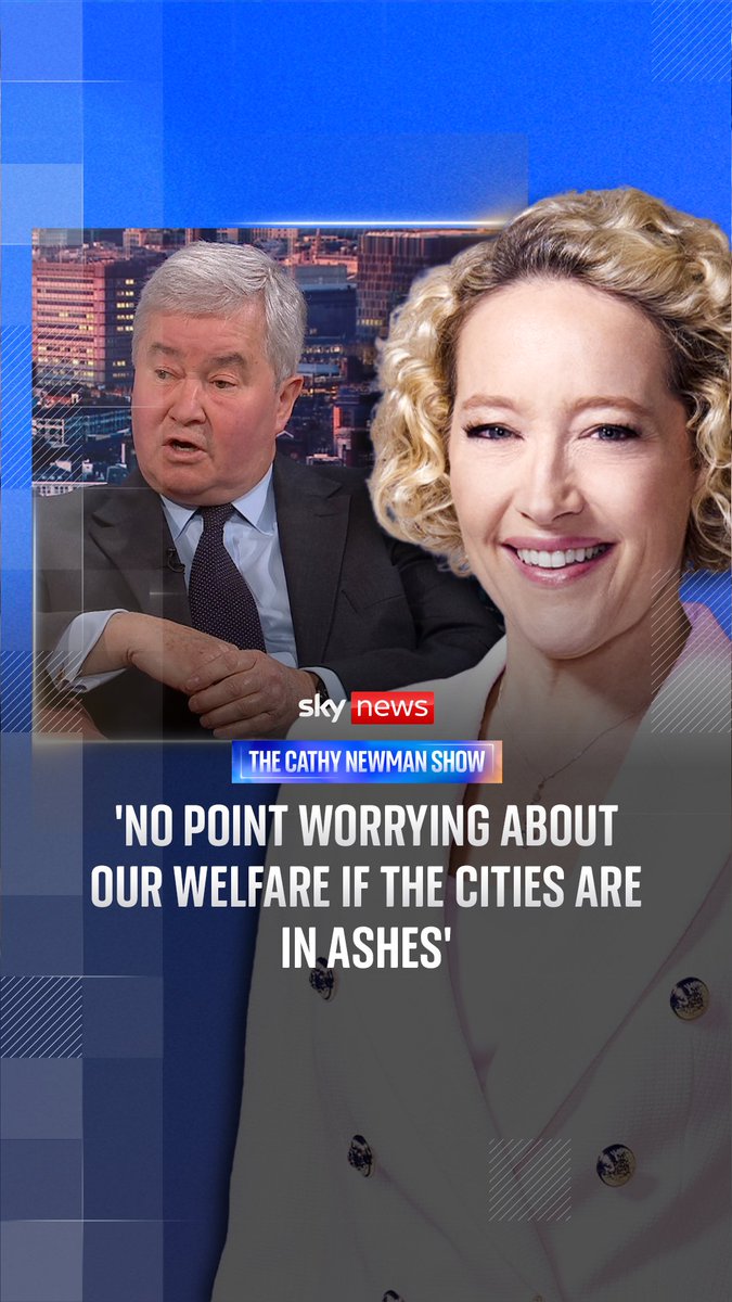 "There's no point worrying about our welfare if the cities are in ashes," says General Sir Richard Barrons, who wrote the government's Strategic Defence Review. The government has to spend less on welfare to put more money into defence sooner, Barrons tells Sky's ＠CathyNewman.