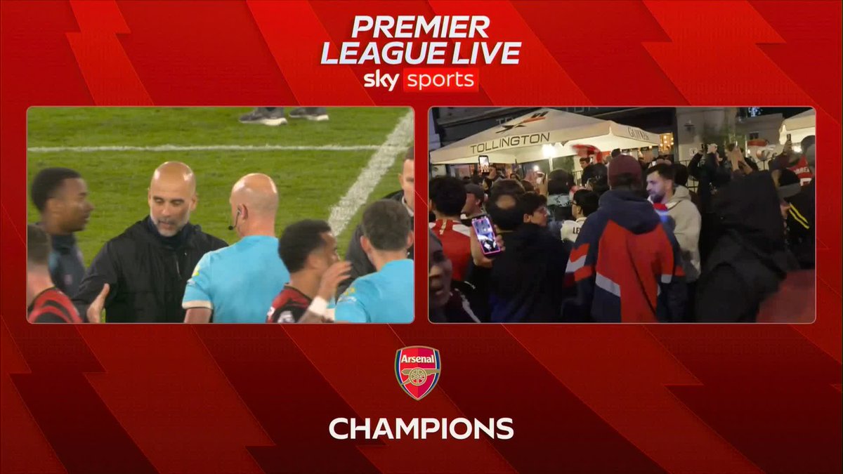 Full-Time scenes as Bournemouth hold Man City to a 1-1 draw which confirms Arsenal are Champions! ๐