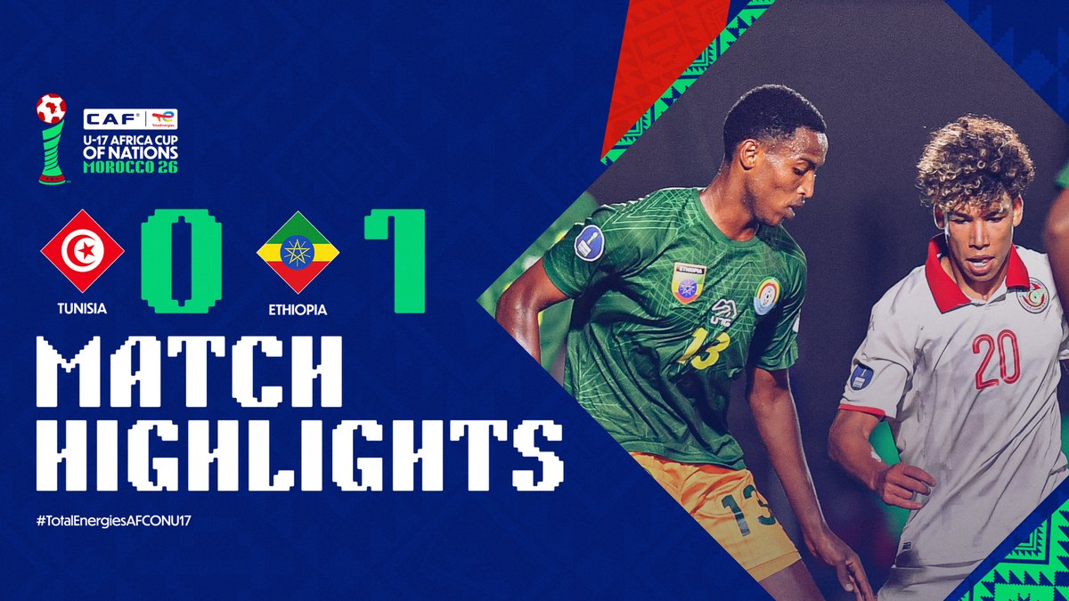 🎥 HIGHLIGHTS: 🇹🇳 0-1 🇪🇹 A late winner seals all three points for Ethiopia against Tunisia. 🔥 #TotalEnergiesAFCONU17