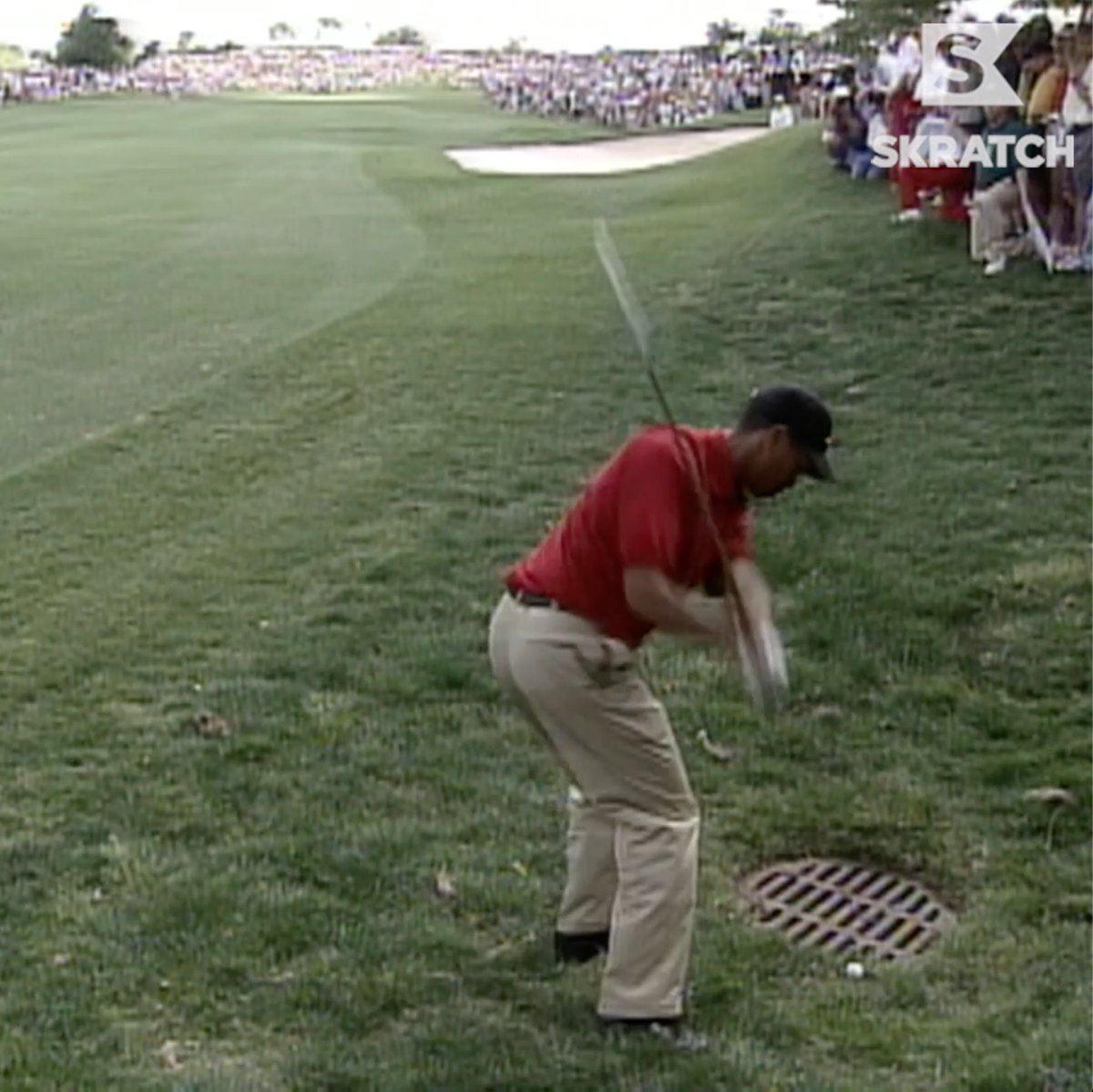 When Tiger Woods golf ball was up against a drain grate at the 1997 Byron Nelson. “The strategy was good, the execution even better.” 👌🏻
