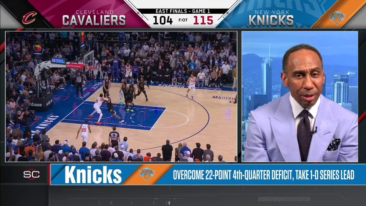.Stephen A Smith joins SportsCenter to react to the New York Knicks' comeback win in Game 1 of the ECF 🍿