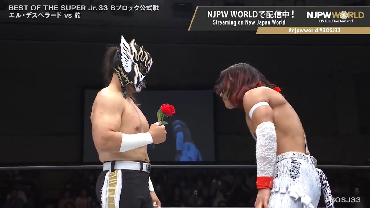 🏆BEST OF THE SUPER Jr.33🪽後楽園大会‼️ Bブロック公式戦‼️ ゴング前から臨戦体制…序盤から両者フルスロットル💥 🆚 EL DESPERADO × 豹🐆HYO 「NJPW WORLD」で配信中📡 視聴＆登録⏩「NJPW WORLD」で検索 #njpwworld #BOSJ33