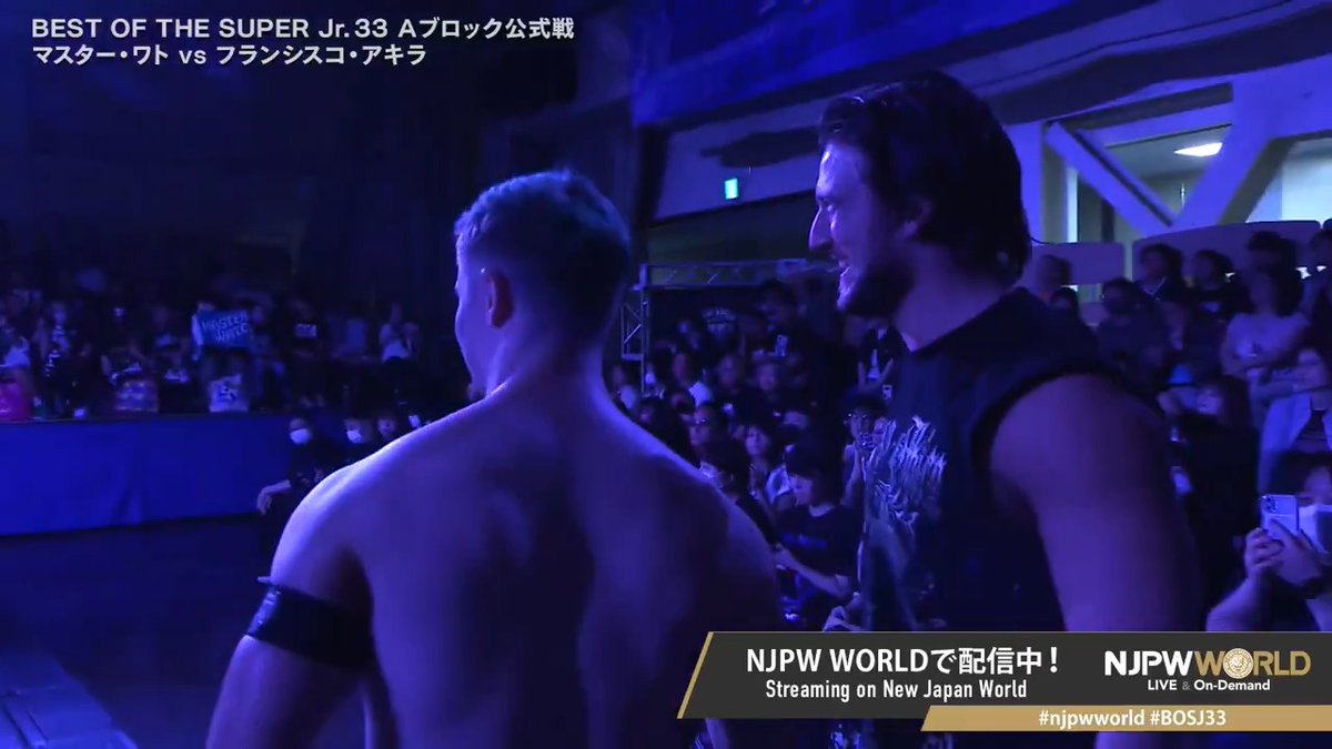 🏆BEST OF THE SUPER Jr.33🪽後楽園大会‼️ Aブロック公式戦‼️ 入場中のワトをアキラが背後から襲撃💥 🆚 Master Wato（池田市スポーツ親善大使） × AKIRA (フランシスコ・アキラ) 「NJPW WORLD」で配信中📡 視聴＆登録⏩「NJPW WORLD」で検索 #njpwworld #BOSJ33