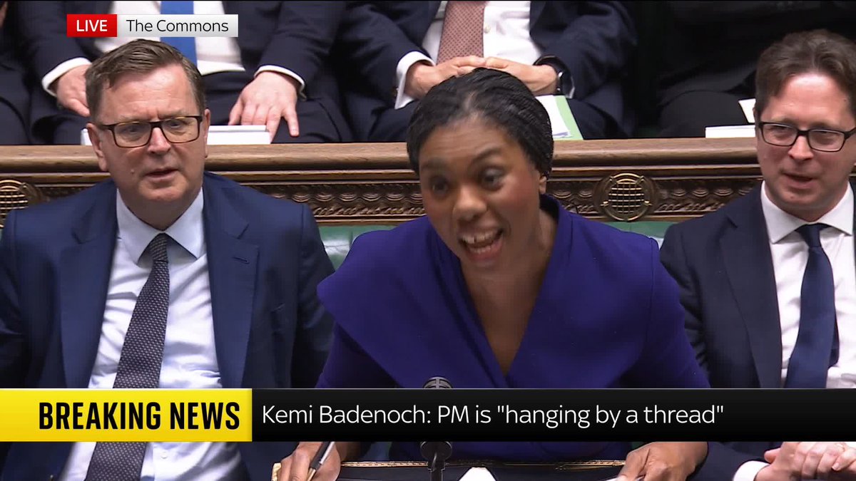 1/2 - 'What we have is a PM hanging by a thread... losing his moral compass by backsliding on Ukraine.' Kemi Badenoch criticises the PM, as the govt said that diesel and jet fuel derived from crude oil in Russia but refined in other countries can be imported into the UK from today
