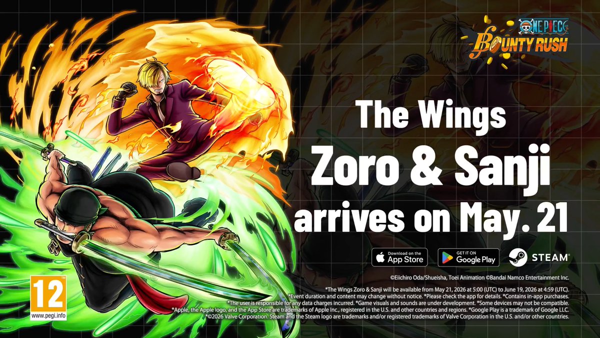 [250 Million Downloads! Special Live Broadcast] Here's a sneak peek of the gameplay reveal video for Extreme Legendary Character "The Wings Zoro &amp; Sanji"! #OPBRLive #BountyRush #ONEPIECE