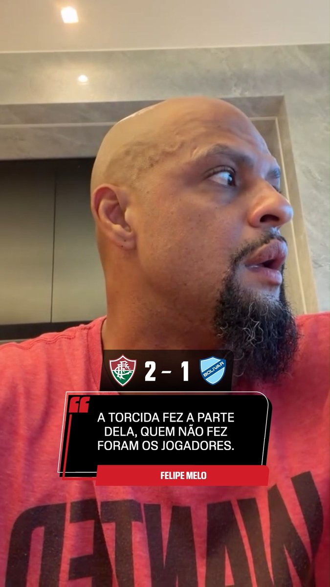 ELOGIOU A TORCIDA, CRITICOU OS JOGADORES! Através de suas redes sociais, Felipe Melo falou sobre a vitória do Fluminense por 2 a 1 sobre o Bolívar e criticou os jogadores e o técnico Luis Zubeldía! Apesar do triunfo, o Tricolor ainda depende de uma derrota dos bolivianos na rodada final para se classificar por conta do saldo de gols! 🎥Felipe Melo ASSISTA à CONMEBOL Libertadores pela ESPN no Plano Premium do #DisneyPlus! #LibertadoresNaESPN #Fluminense #Zubeldia