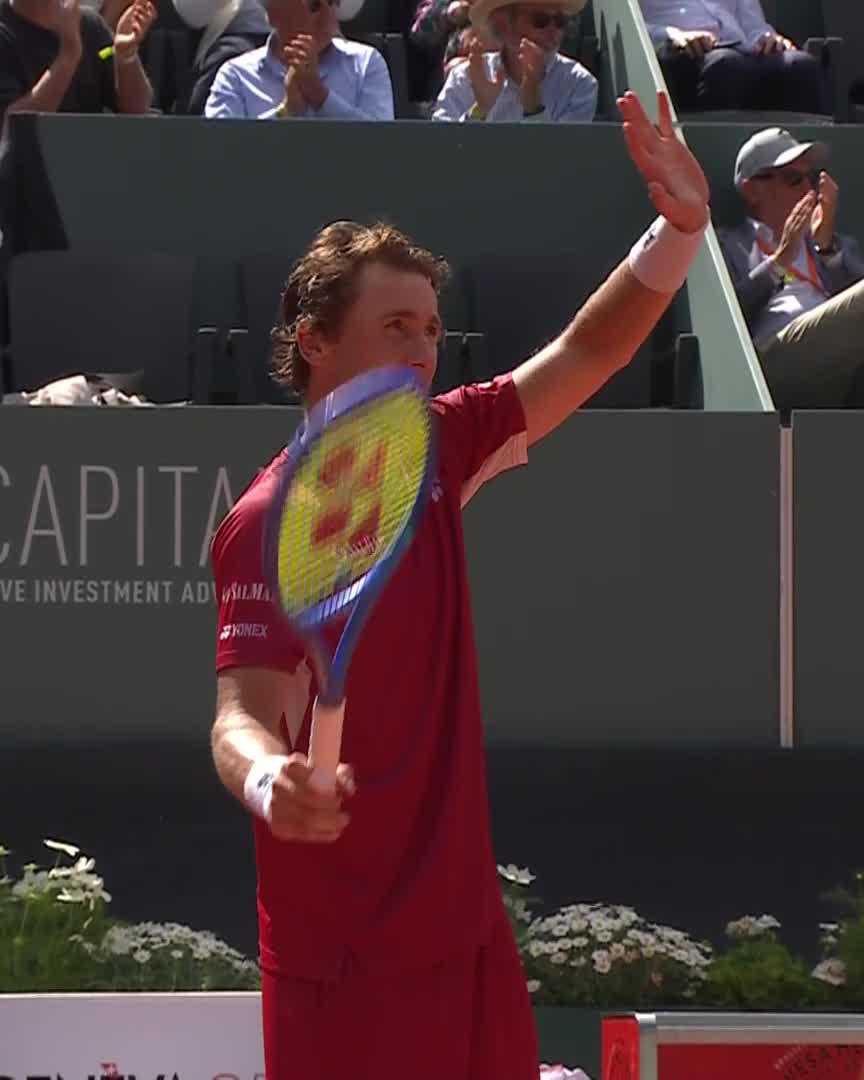 5 appearances. 5 quarter-finals. 🖐 Ruud defeats Collignon 7-6 6-2 to repeat his Geneva tradition once again. Casper Ruud #GonetGenevaOpen