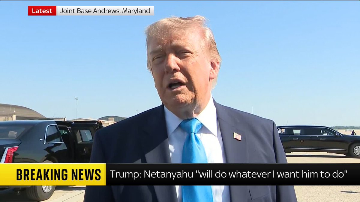 'Netanyahu will do whatever I want him to do' President Trump has claimed the Israeli PM will do whatever he wants him to do, adding that the pair are on the same page about Iran 📺 Sky 501, Virgin 602, Freeview 233 and YouTube