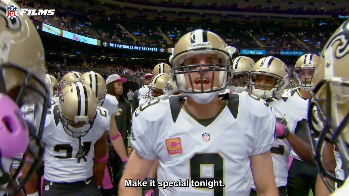.@DrewBrees firing up his team and then casually breaking records His 2012 season was special ⚜️ New Orleans Saints