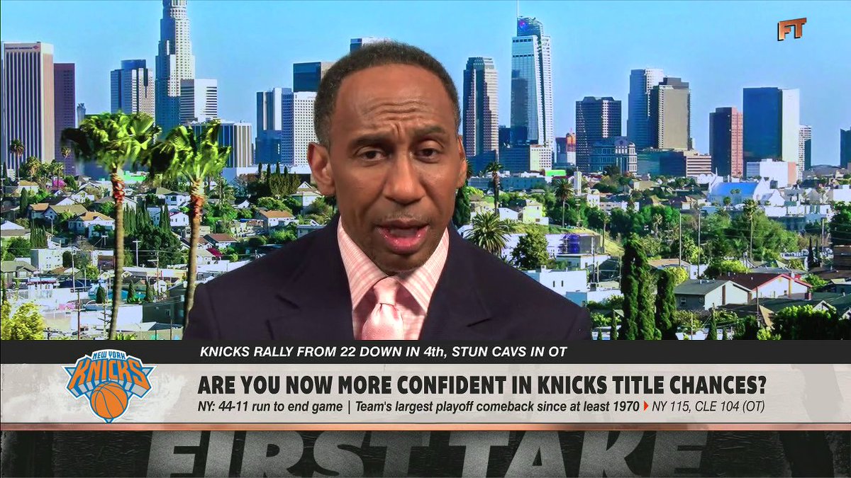 "Madison Square Garden is going to host a couple of NBA Finals games next month. Winning? We gotta pump the brakes." —Stephen A Smith on the Knicks' chances to win a title 👀