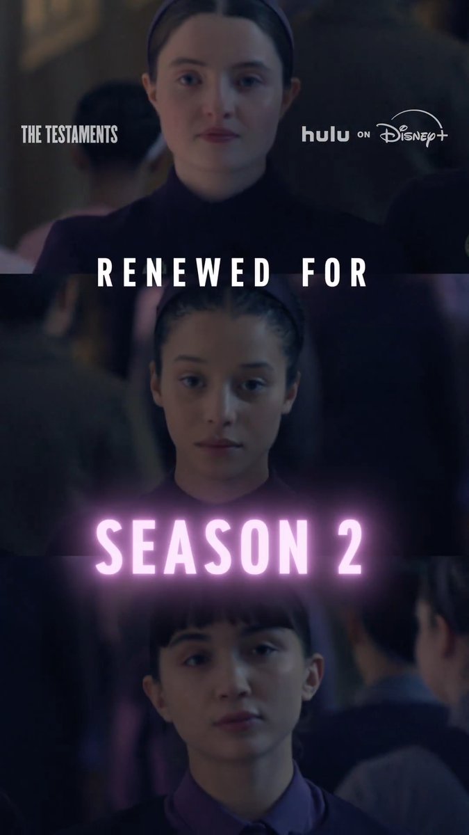 A secret we couldn’t keep any longer. 💜 THE TESTAMENTS will be back for Season 2 on Hulu and Hulu on Disney+. #TheTestaments