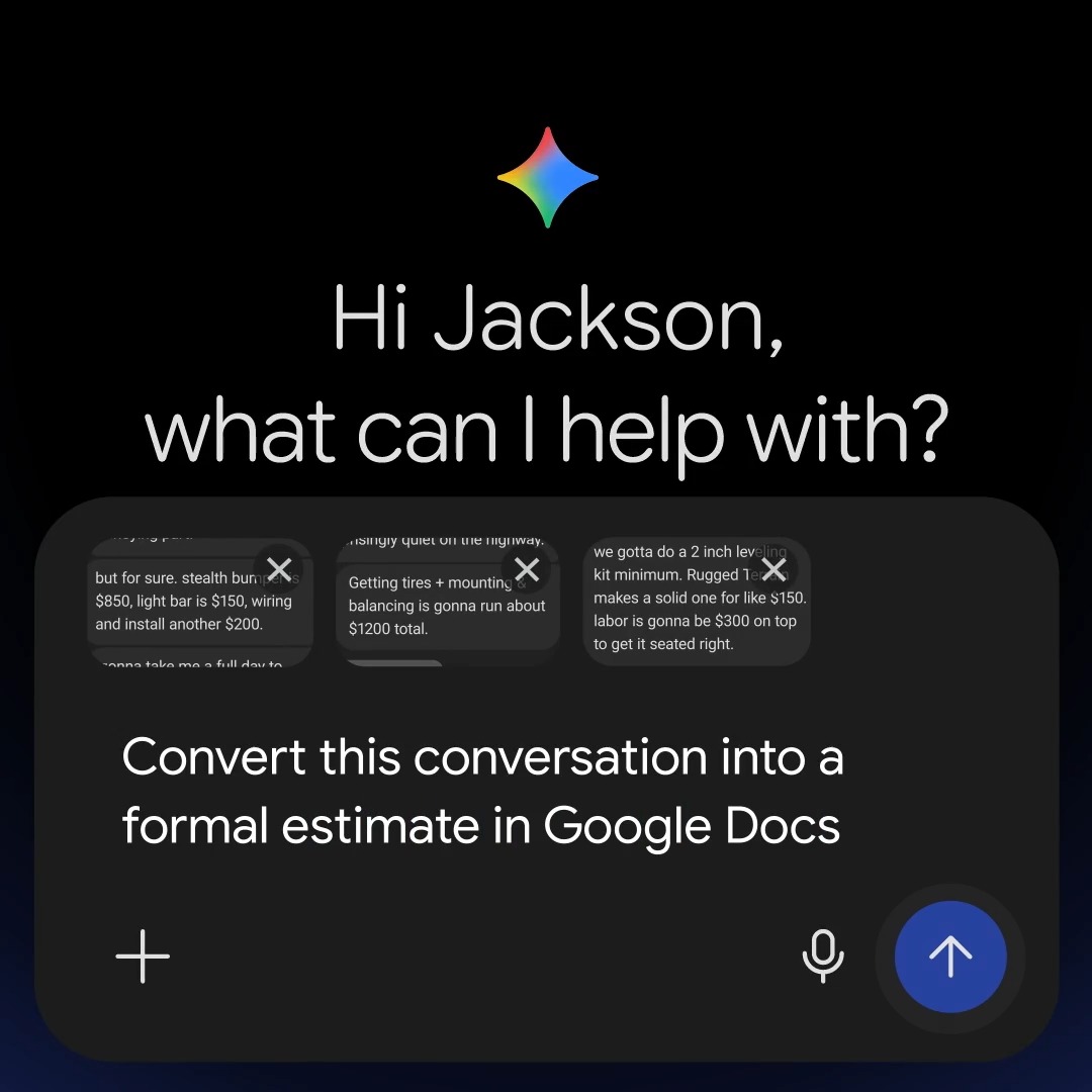 Gemini 3.5 Flash quickly delivers organized results, no matter how messy the input is. Watch Gemini take chats and texts with clients and turn them into usable documents for your small business.