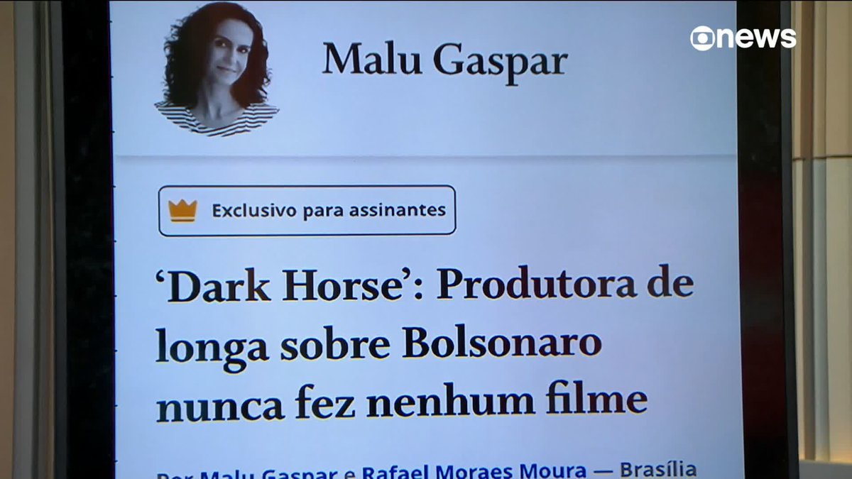 Malu Gaspar: Produtora de 'Dark Horse', longa sobre Jair Bolsonaro, nunca fez nenhum filme. ➡️ Assista à #GloboNews: #Estúdioi