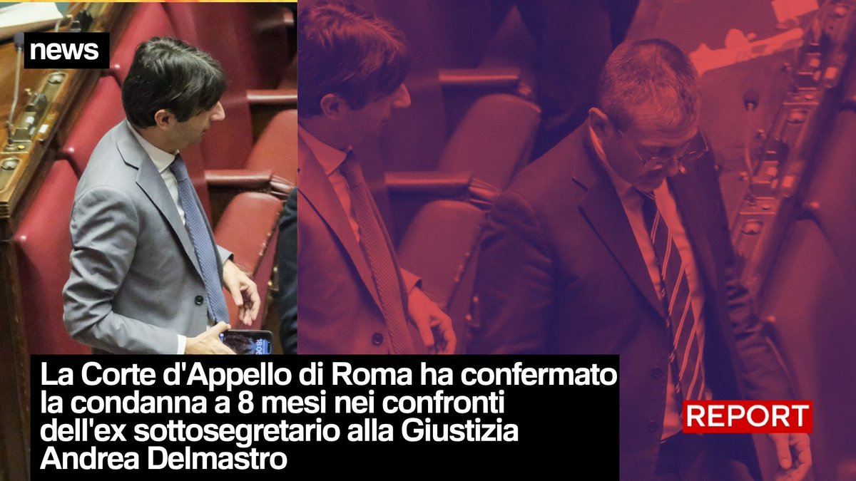 La Corte d'Appello di Roma ha confermato la condanna a 8 mesi nei confronti dell'ex sottosegretario alla Giustizia Andrea Delmastro. Era accusato di rivelazione del segreto d'ufficio sul caso dell'anarchico Alfredo Cospito.