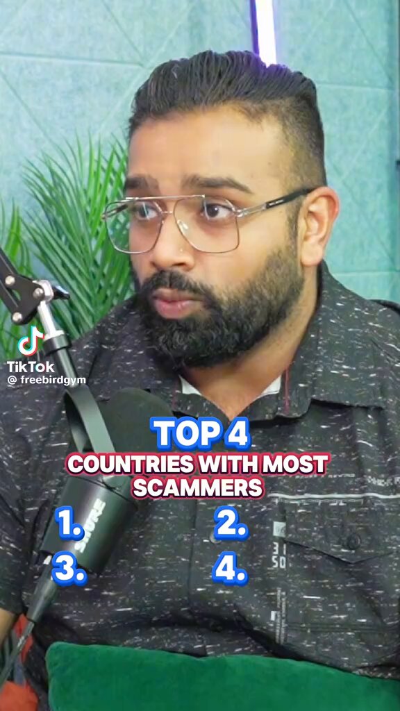 What are the top 4 countries with the most amount of scammers?