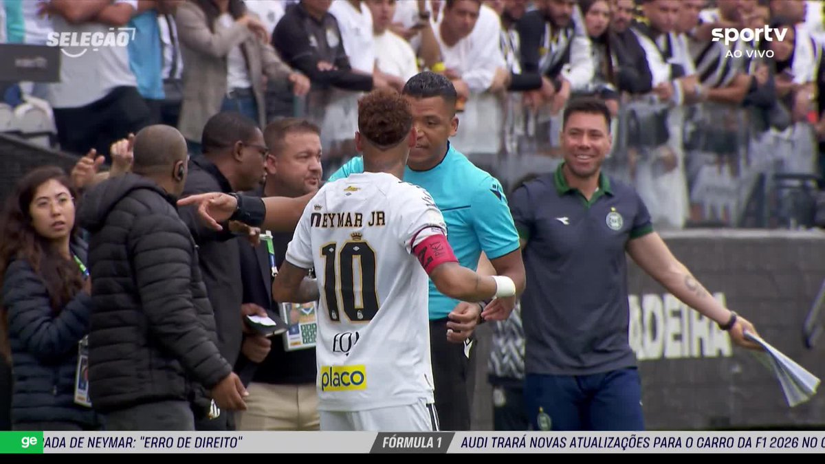 Sportv analisa pedido do Santos de anulação do jogo contra o Coritiba por substituição de Neymar: André Rizek: "Segundo especialistas, inclusive o nosso PC Oliveira, o que aconteceu foi lambança. Não houve um 'erro de direito'." 🎥 sportv | ge