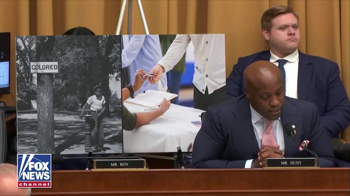 "Let's take a moment to revisit what actual Jim Crow was." Rep. Wesley Hunt dismantles Democrats' talking points trying to compare voter ID requirements to segregation and other racist policies that plagued the U.S. for decades. The Texas Republican detailed the brutal realities of the Jim Crow South, sharing how his own father had to walk to the back of a restaurant in New Orleans just to order food because of the color of his skin. "That was Jim Crow," Hunt said. "And that is precisely why it is so offensive to compare that era of legalized discrimination and racial terror to showing a photo ID in a voting booth."