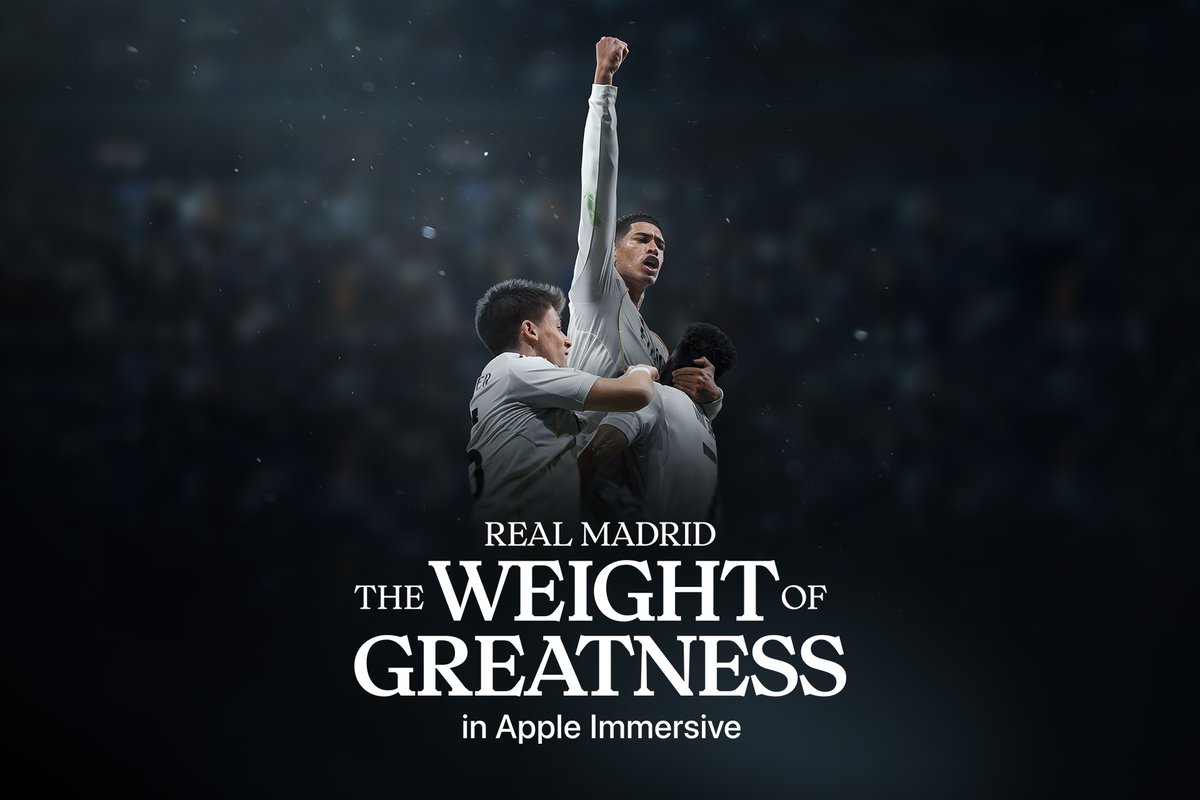 Get closer than ever to one of football's greatest legacies with #RealMadrid: The Weight of Greatness in Apple Immersive. Premieres May 22 only on Apple Vision Pro, where available.