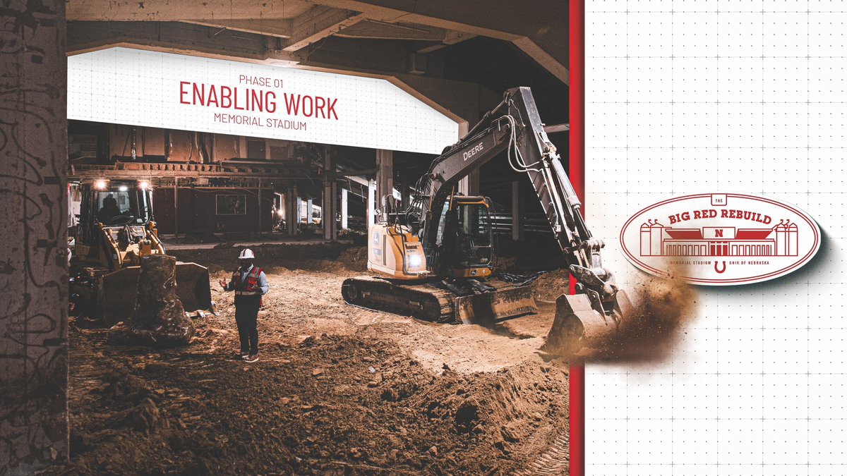 The hard hats are on and the rebuild is officially underway. 👷♂️🏟️ Take a behind-the-scenes look at the work already happening inside Memorial Stadium as the Big Red Rebuild begins.