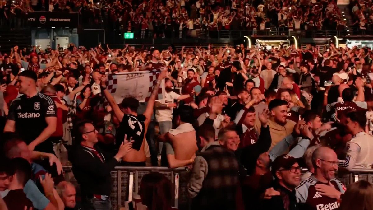 Full-time scenes as Aston Villa fans celebrate Europa League glory 🏆