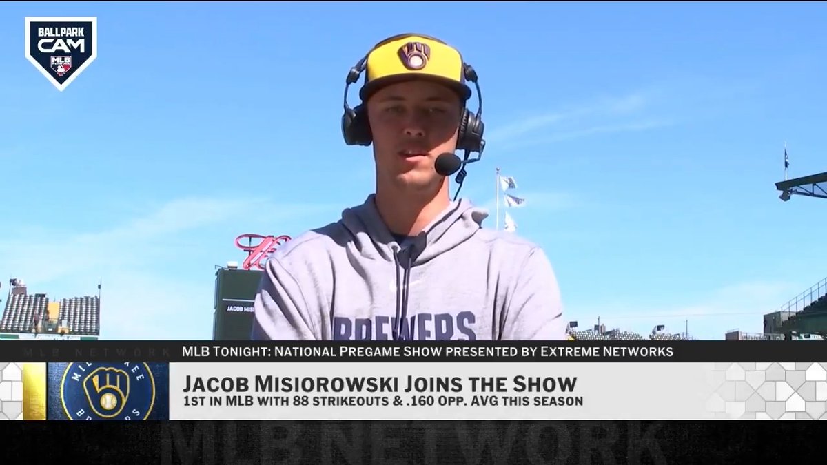 "It's been a rollercoaster. I didn't think I'd be this far in this short amount of time." Milwaukee Brewers flamethrower Jacob Misiorowski joined #MLBTonight in the midst of a 24.1-inning scoreless streak to discuss his rapid ascension and success at the Major League level.
