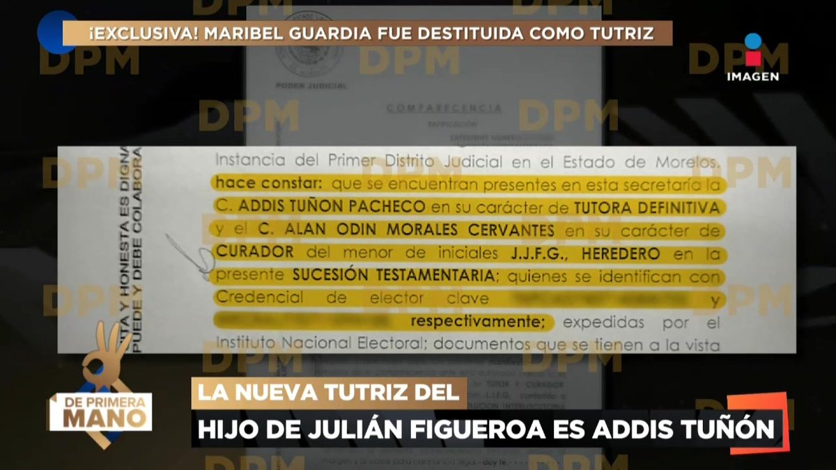 EXCLUSIVA ¡Maribel Guardia es DESTITUIDA como TUTRIZ de su nieto y Addis Tuñón la SUSTITUYE! Pedirá una rendición de cuentas sobre la herencia de Julián Figueroa #DePrimeraManoTV👌 de lunes a viernes 3 pm por el 3.1 de #ImagenTelevisión: