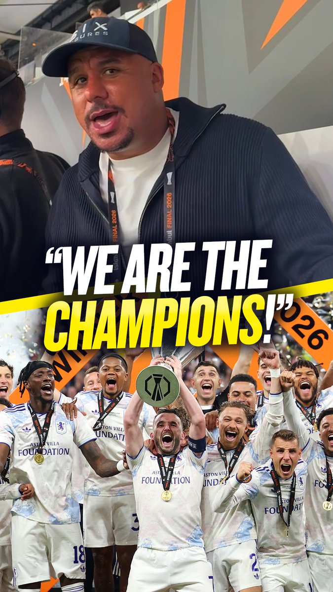 Gabby Agbonlahor was in full voice as #AVFC lift the Europa League! 🟣 🏆