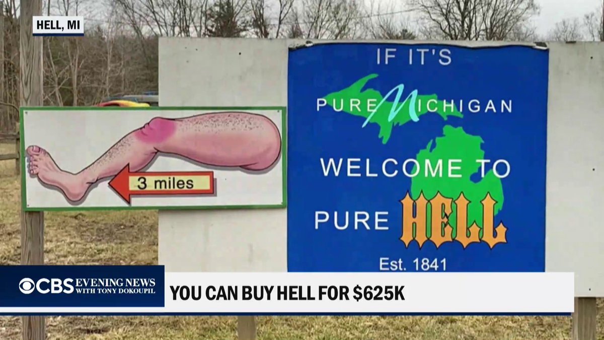 Hell is officially for sale. The tiny Michigan town recently hit the market for $625,000, joking that “more people tell you to go to our town than anywhere on Earth.”