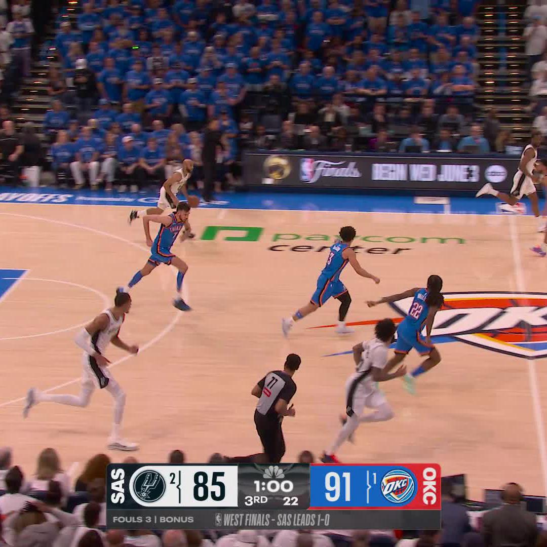 another Vassell triple 👏 END 3Q | SAS 88, OKC 96